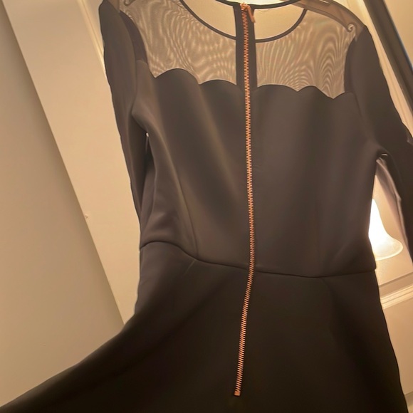 Ted Baker mesh scalloped A-Line Midi dress black size 4 - Picture 15 of 16